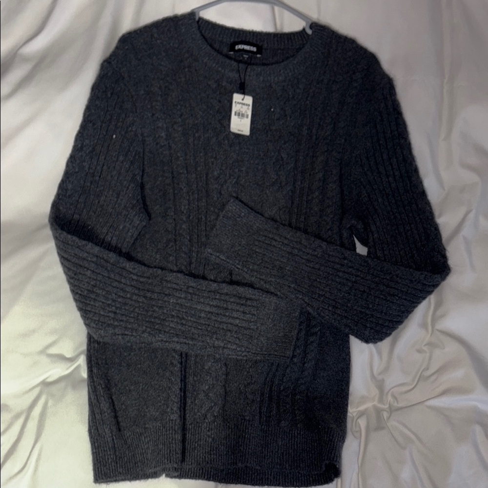 Express Men's Charcoal Crewneck Sweater - NWT!